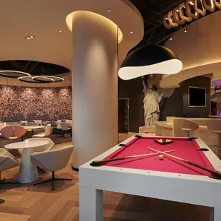 pool table and bar