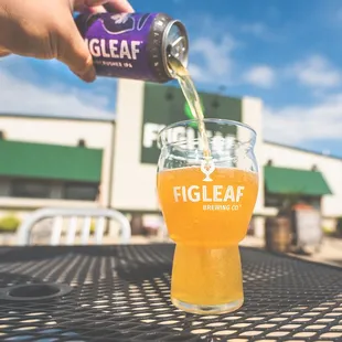 a person pouring a glass of beer