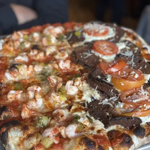 a close up of a pizza