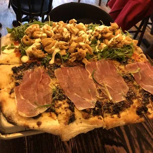 Fig &amp; Prosciutto/Fried Calamari Pizza,