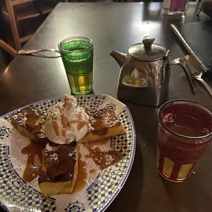 Bread pudding and mint tea