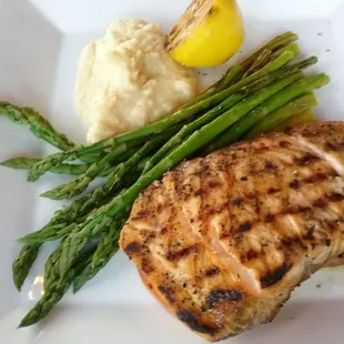 Salmon, a bit on the dry side for our taste