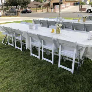 Resin chairs
6' Rectangle tables