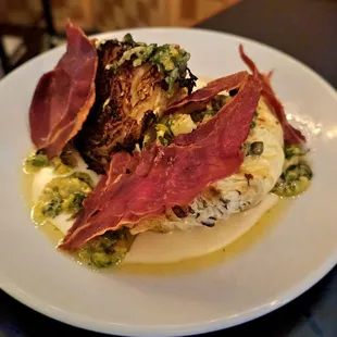 Charred Cabbage with the country ham and delicious sauce