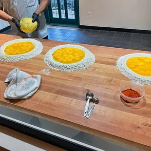 Fresh pasta being made