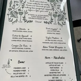 Drink menu