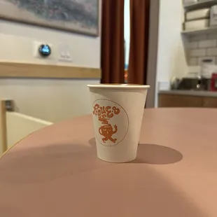 a coffee cup on a table