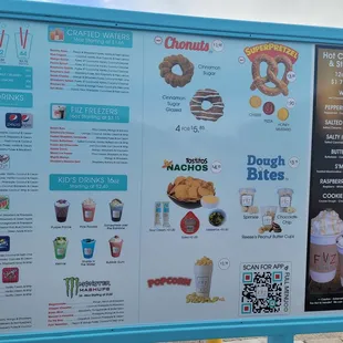 the menu for the ice cream shop
