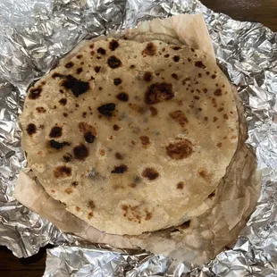Extra burnt and undercooked roti