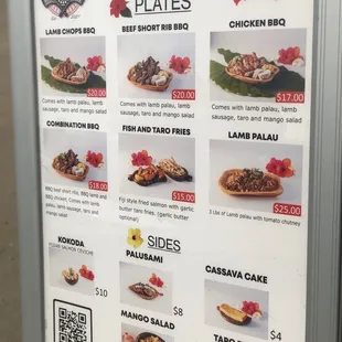 Standing menu