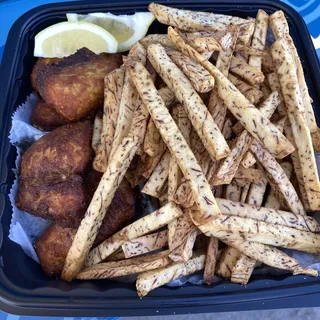 Fish and Taro Fries Plate