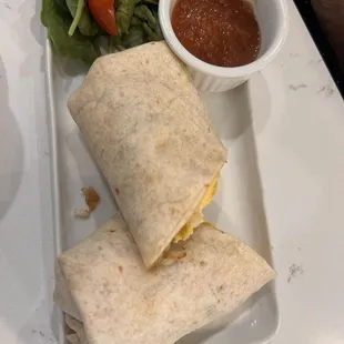 Breakfast burrito with bacon