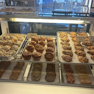 a variety of pastries on display