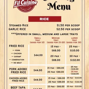 Catering Menu Rice