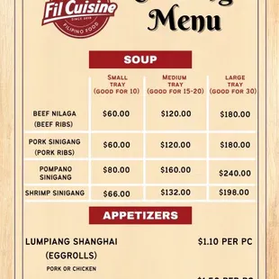 Catering Menu Soup and Appetizers