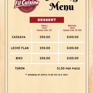 Catering Menu Dessert