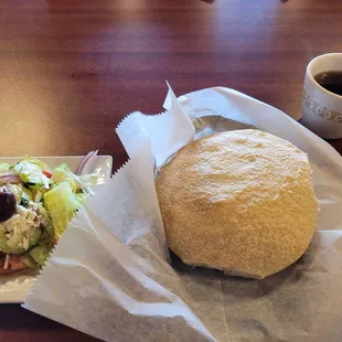 Side of Salad that came with a warm fluffy pita.