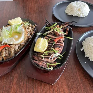 Sizzling and Inihaw na Pusit