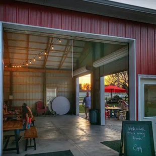 Recently completed pole barn for outside enjoyment during inclement weather.