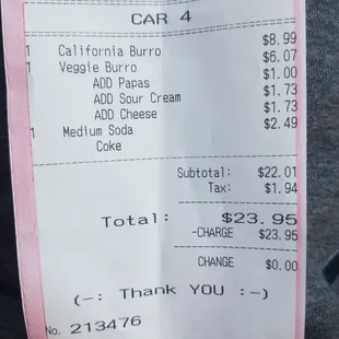 My $11 veggie burrito....