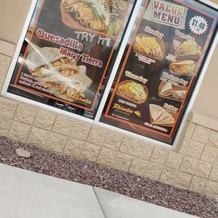 a menu for a fast food restaurant