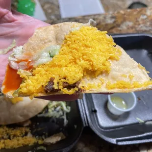 The amount of meat in their beef taco.