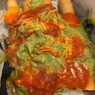 5 Rolled Tacos Cheese with Guacamole