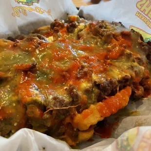 Carne asada fries with salsa