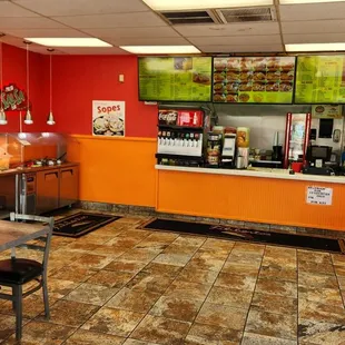 Grant road order counter with condiment counter on the left.