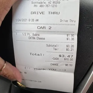 a driver&apos;s receipt