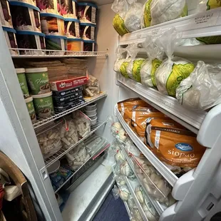 one of their fridges with frozen goods