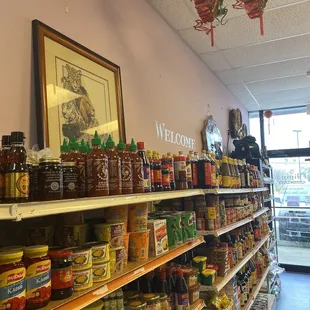 shelves of food and condiments