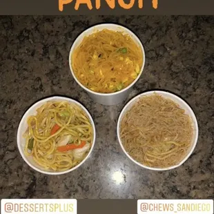 3 pancits all yummy!  My fave was the top (smoky), then bottom right came in second place. $4 each (large)