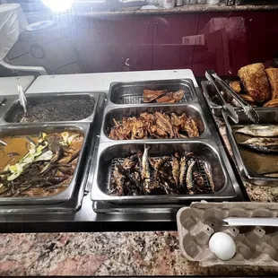 a variety of food items on display