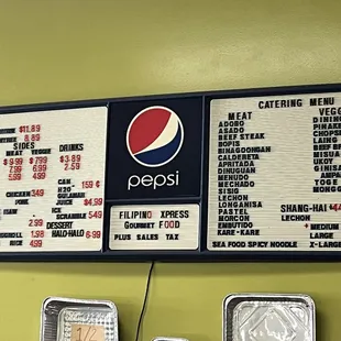 Most recent menu as of 2022