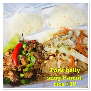 pork belly with rice and vegetables