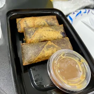 Ube turon w/ caramel sauce