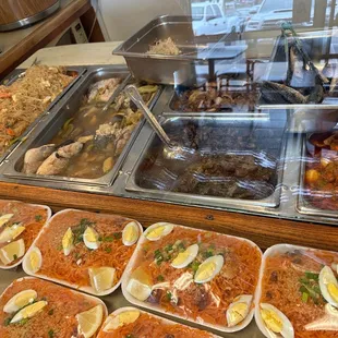 a variety of food items on display