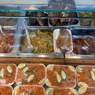 Palabok and hot items behind it