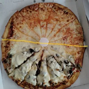 on this &quot;half and half&quot; was 6 and 10 slices instead of 8 and 8