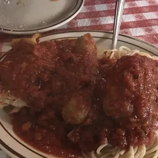 Spaghetti with Meatball and Sausage