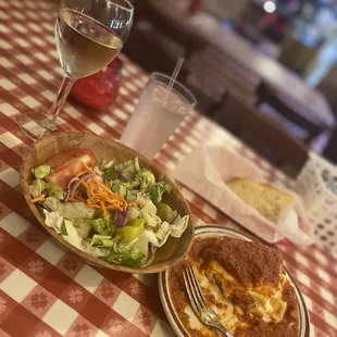 Lasagna &amp; Pinot Grigio. Best lasagna I&apos;ve ever had! Simple, but delicious!