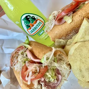 a sandwich and chips