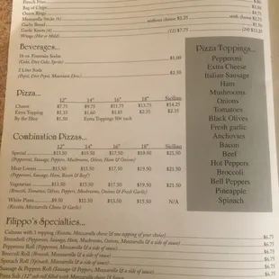 menu
