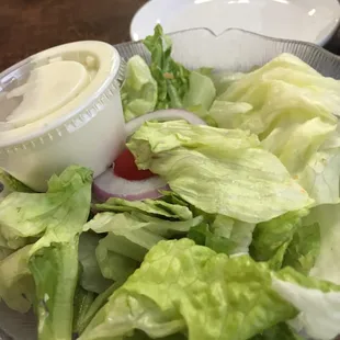 The salad was unremarkable however it was fresh and crisp in the bleu cheese dressing was icy cold in chunky!