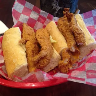 Fried fish dressed with cheese