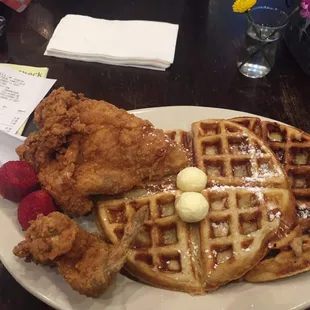 Amazingly prepared chicken and waffles. lil li&apos;s in belle chase la. Near naval base
