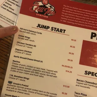 Jump Start aka appetizers with some price info