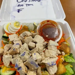 Called Owner and said what happened to the meal.  They said this is their process.  I guess purple marker on food is ok? Yuck.