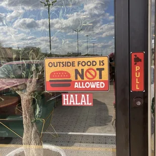 Halal sign at the door